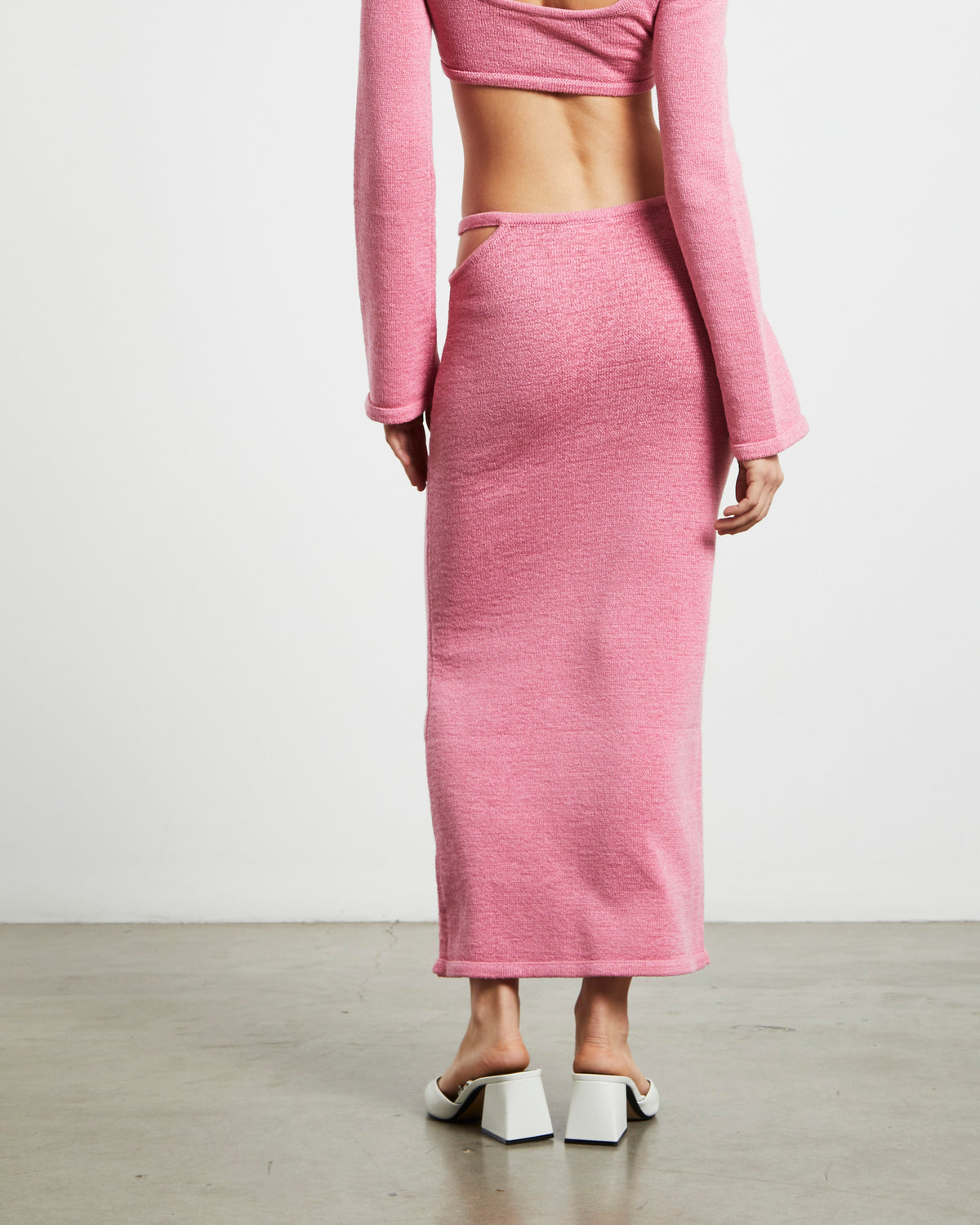 Mika Knit Strap Midi Skirt in Strawberry Pink PINK