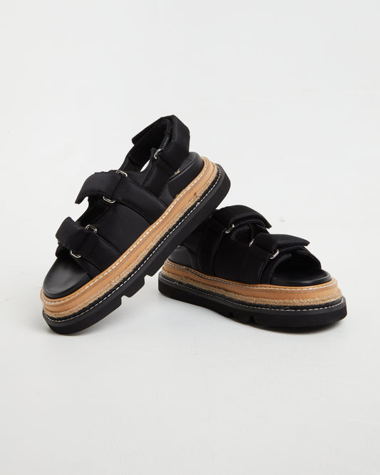 Veda Black Sandals in Satin Black BLACK
