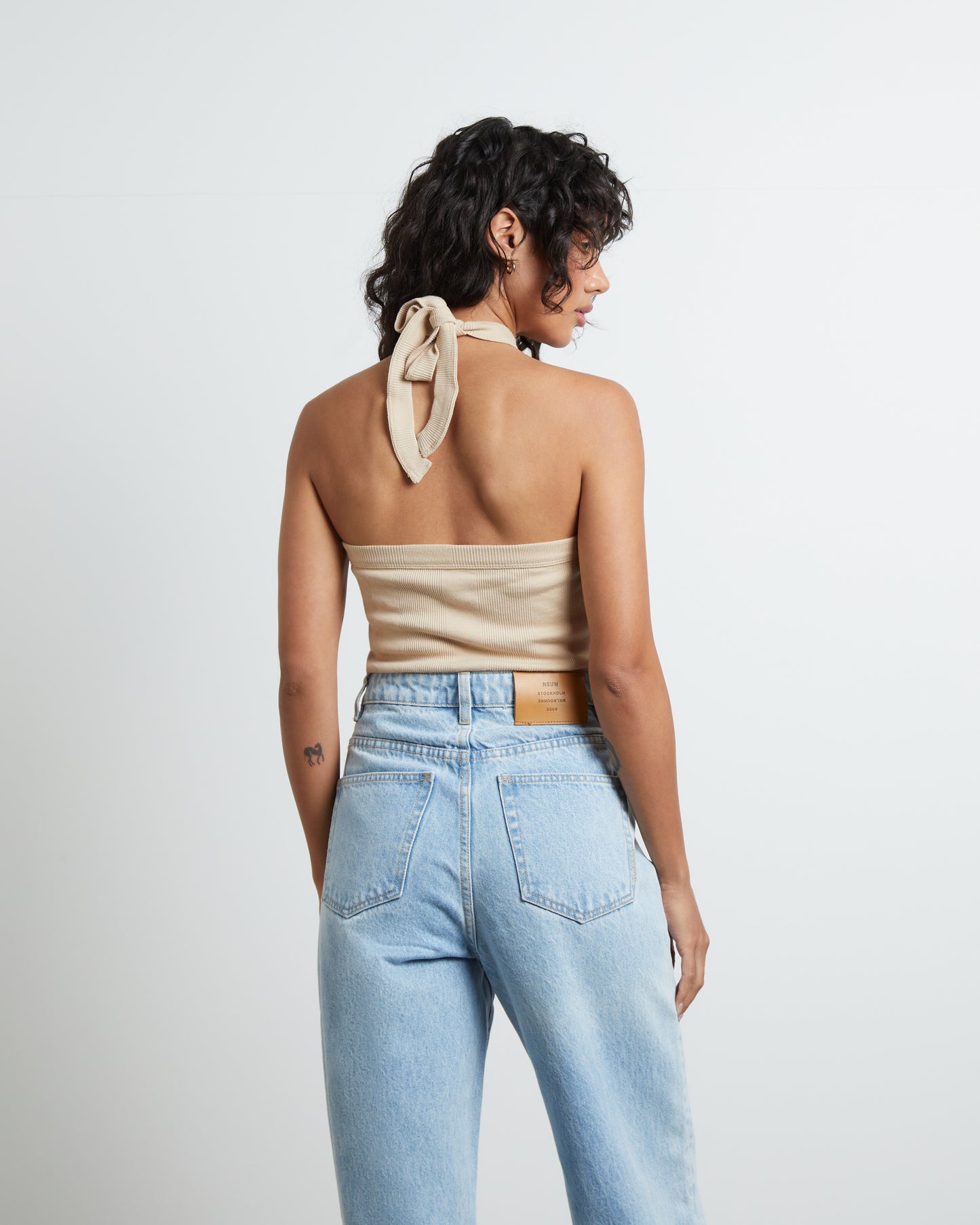 Frenchie Halter Top in Bleached Sand