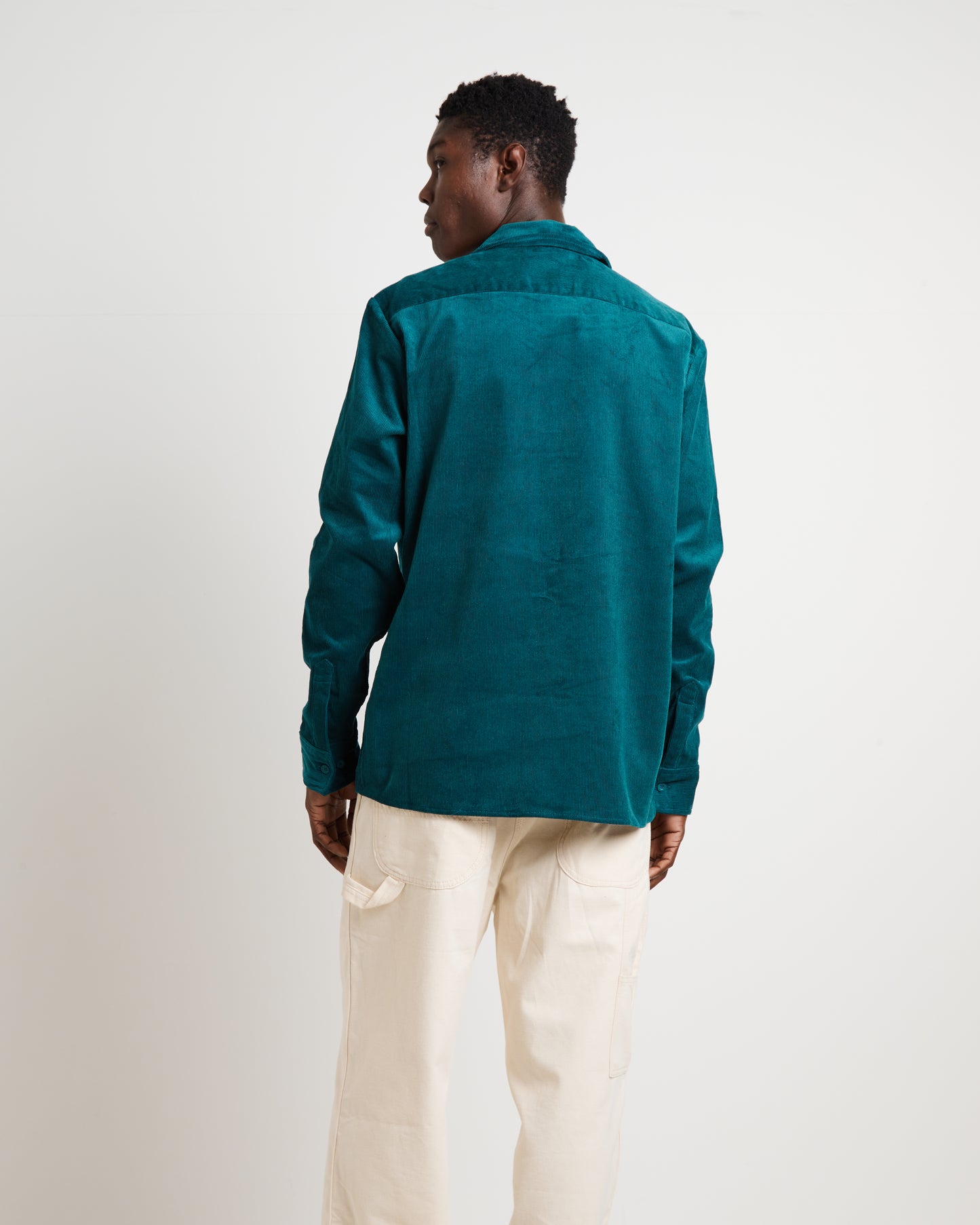 Houston Corduroy Long Sleeve Work Shirt in Jade Green