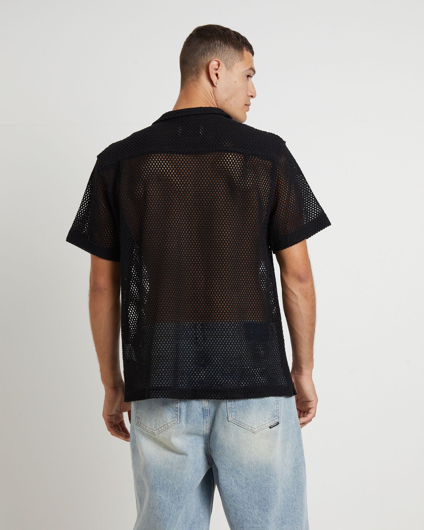 Diego Mesh Short Sleeve Shirt in Black