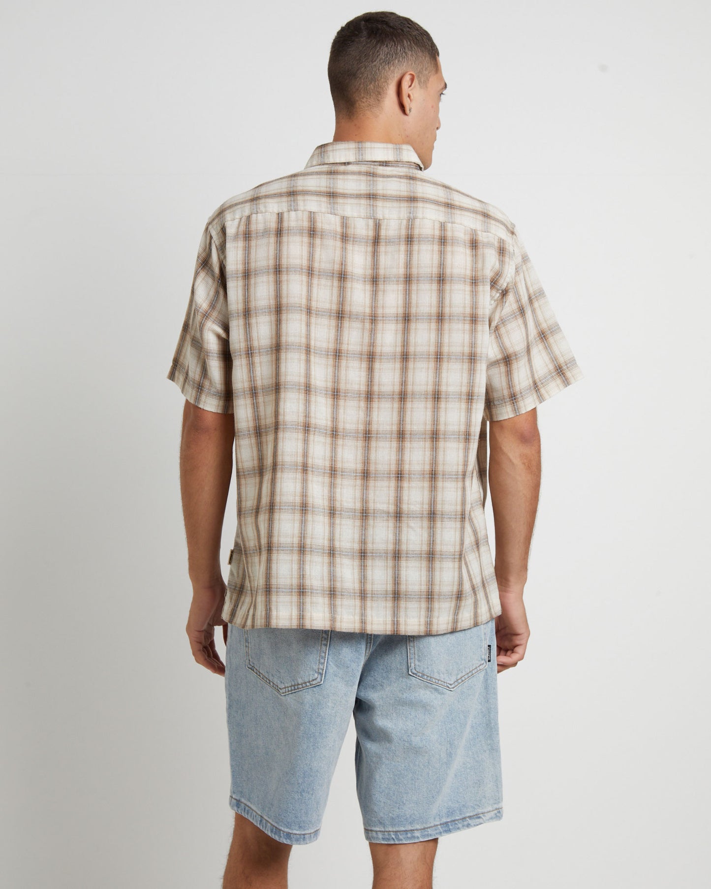 Dazed Check Short Sleeve Resort Shirt in Natural