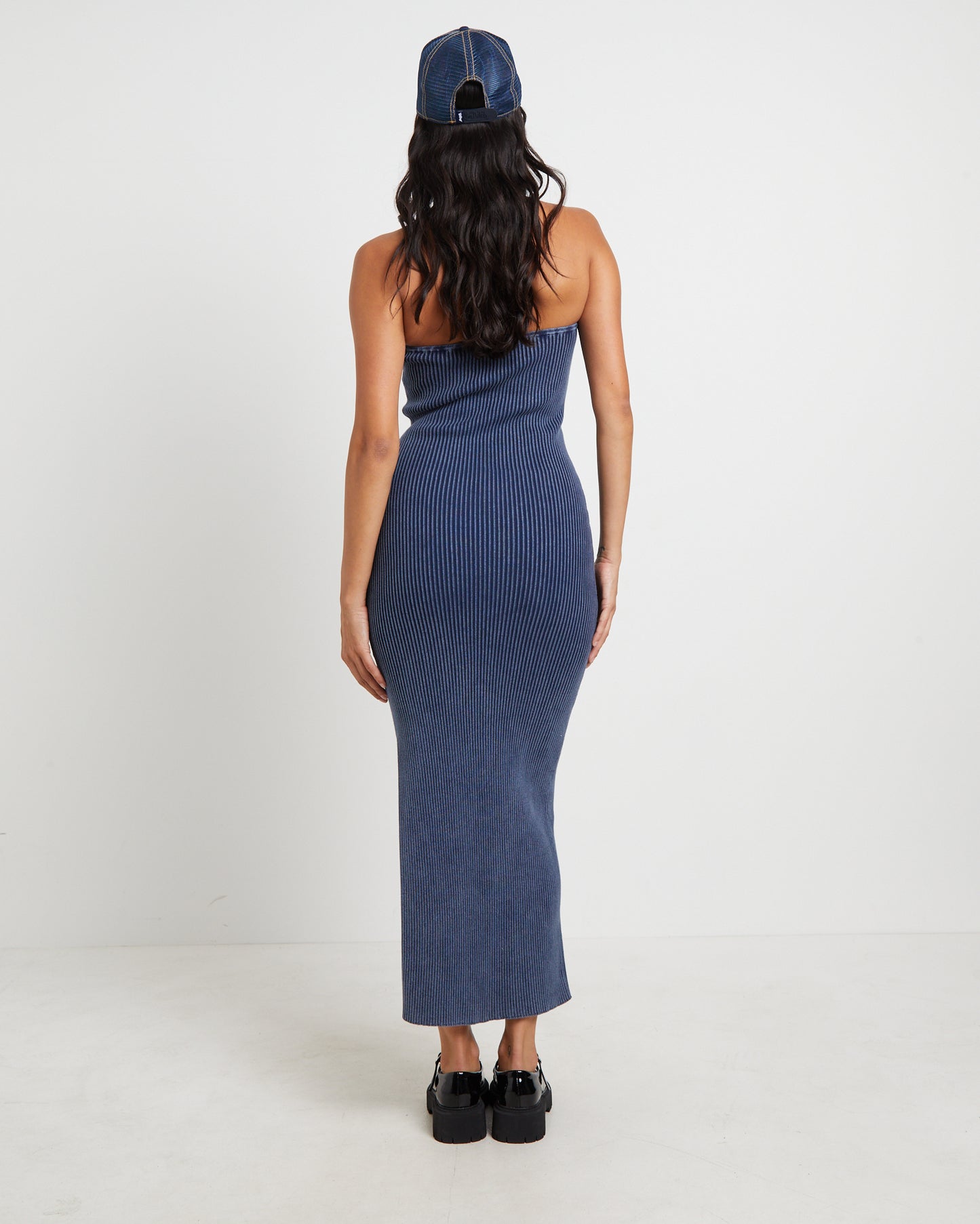 Kiah Acid Rib Knit Bandeau Midi Dress in Blue General Pants Co. Kiah Acid Rib Knit Bandeau Midi Dress in Blue General Pants Co.