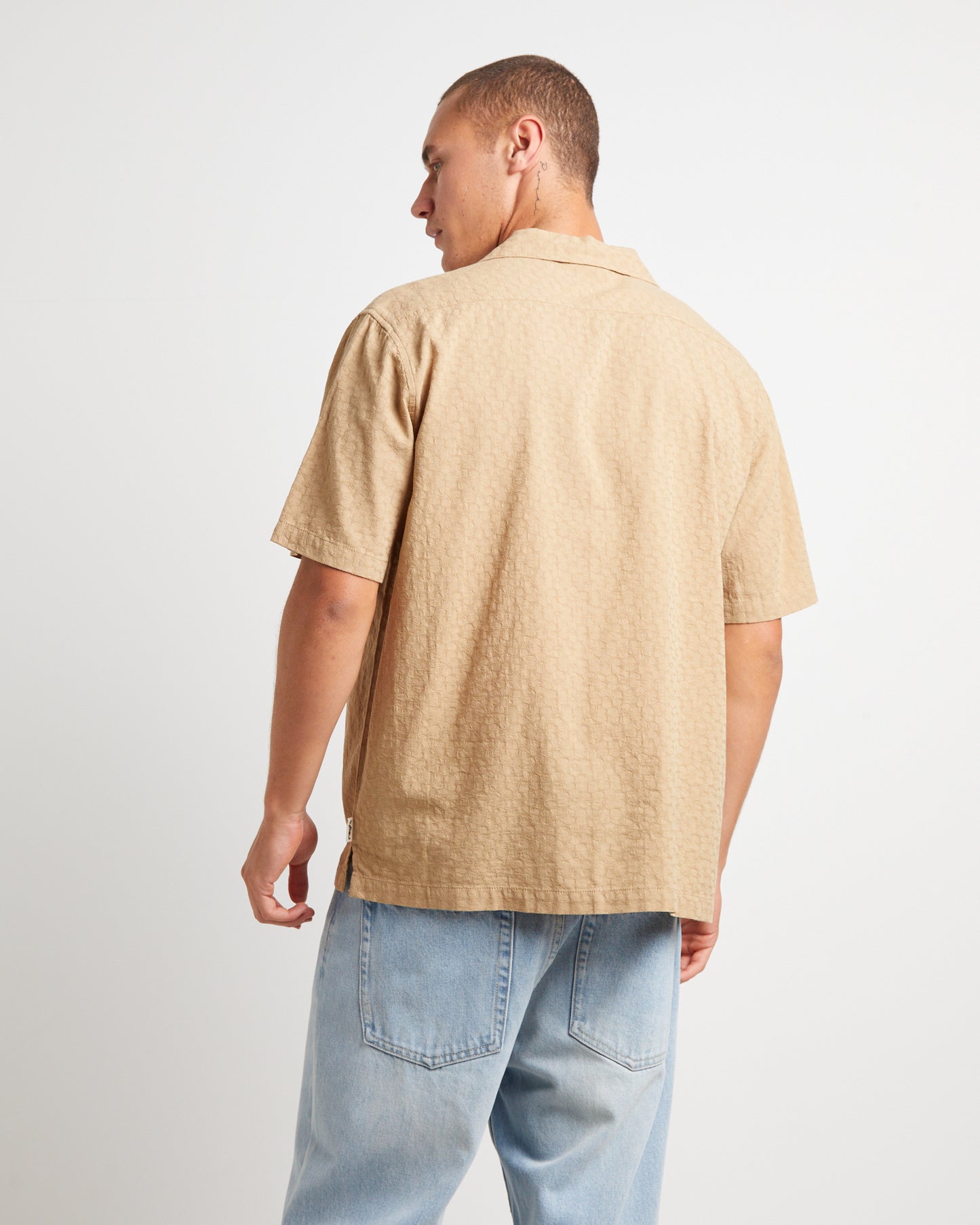 Double Wish Short Sleeve Resort Shirt in Tan