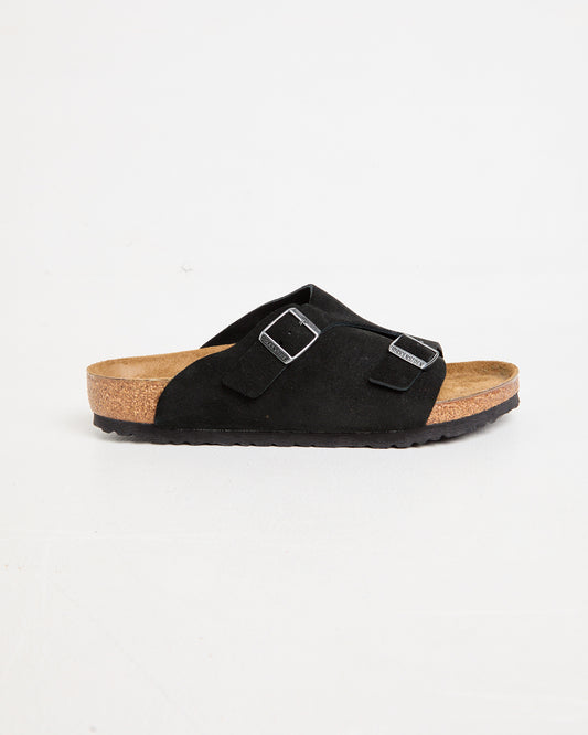 Zurich Regular Suede Leather Sandals in Black BLACK