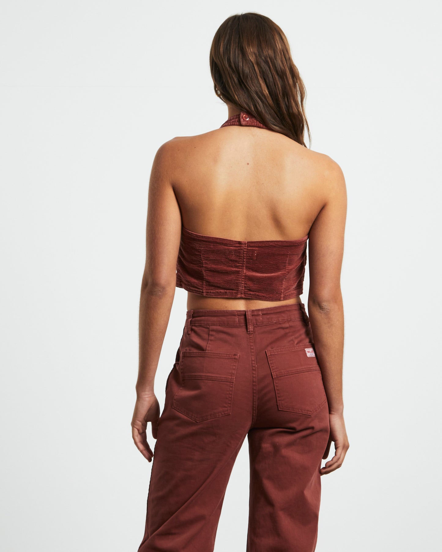 Halter Vest Top in Brick Cord