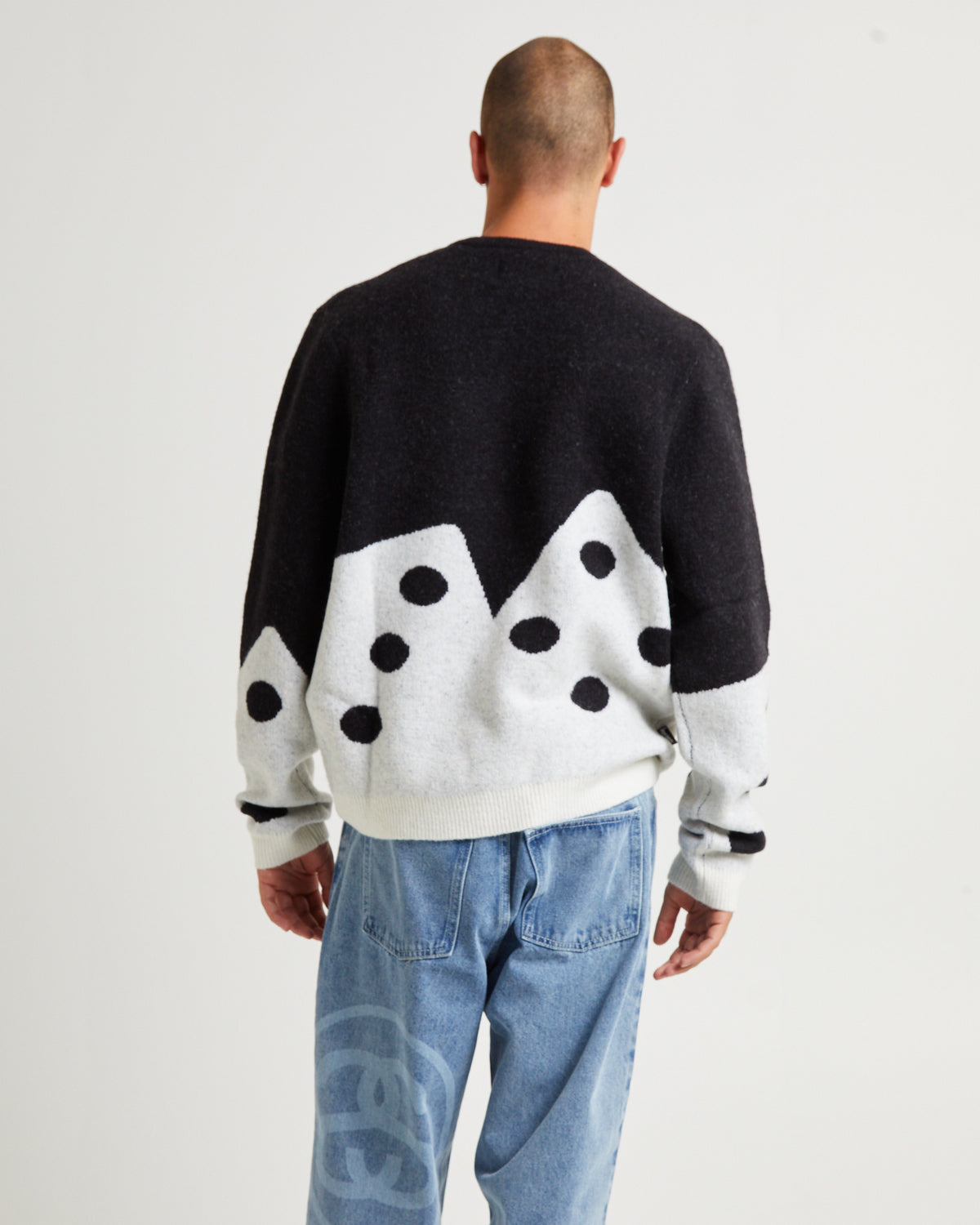 Dice Fuzzy Crew Sweater Black BLACK