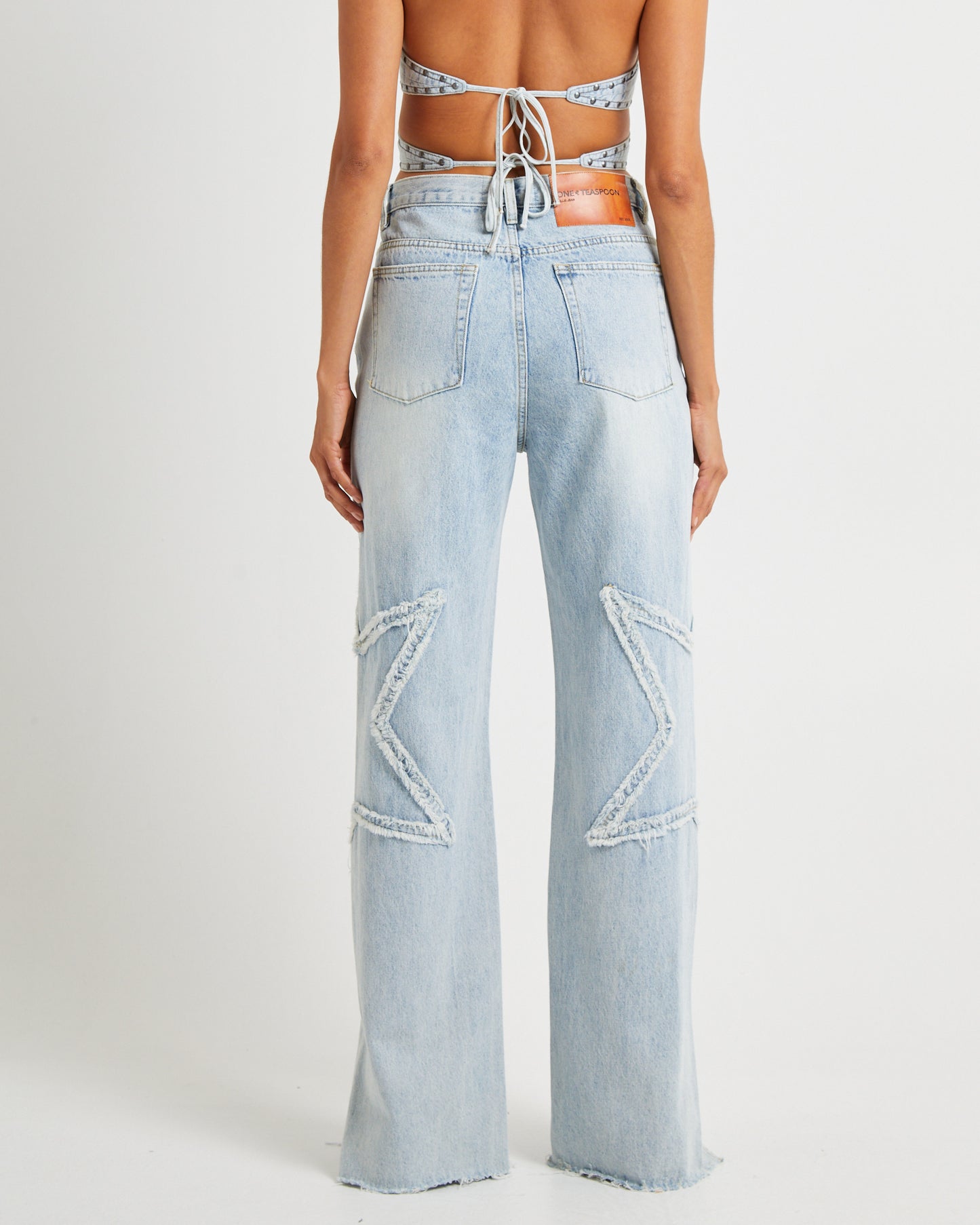 Diamonde Star Straight Leg Mid Waist Denim Billie Jeans