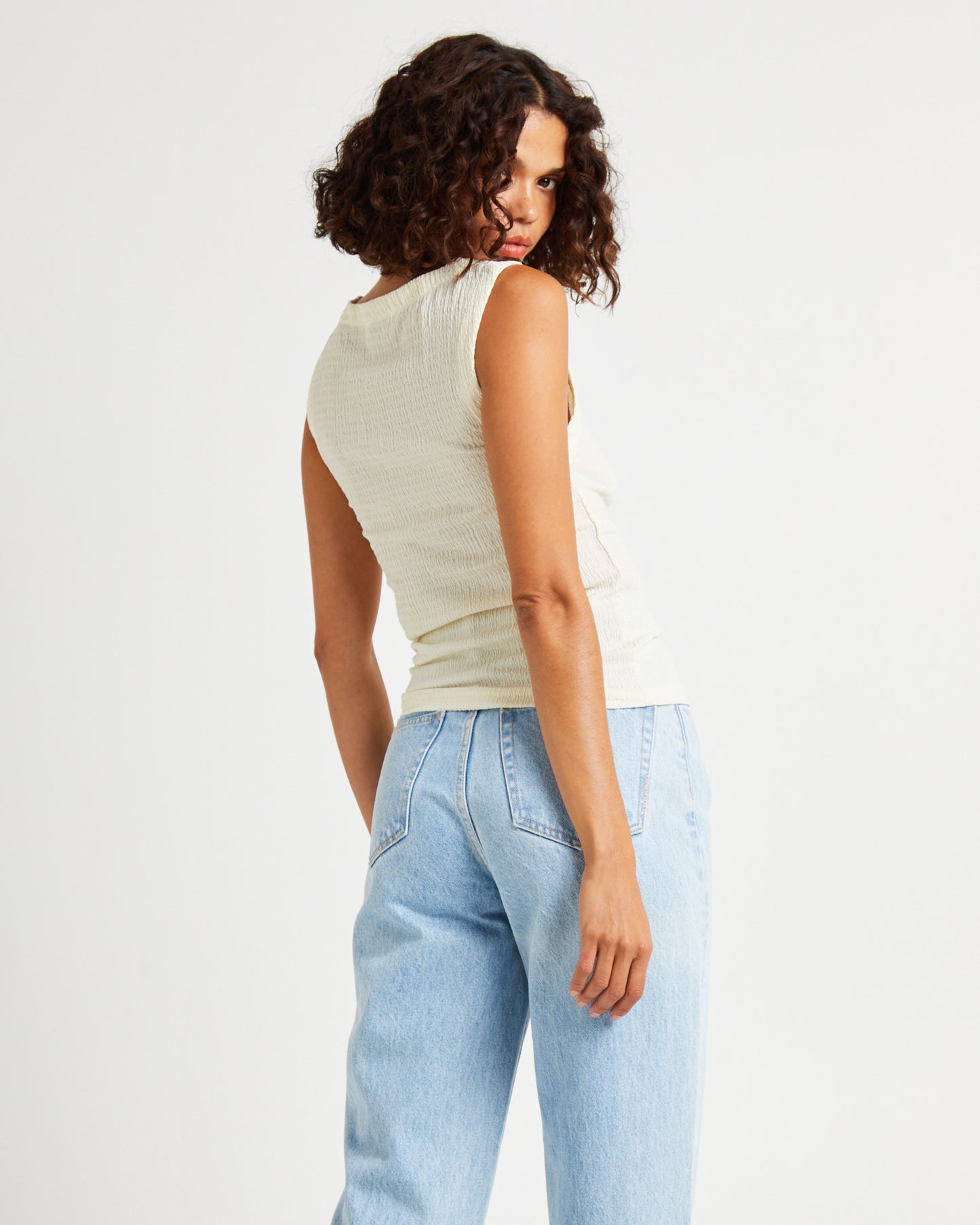 Crinkle 90s Top Cream