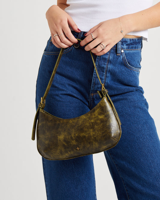 Cari Shoulder Bag Green Distressed GRNDISPU PJ