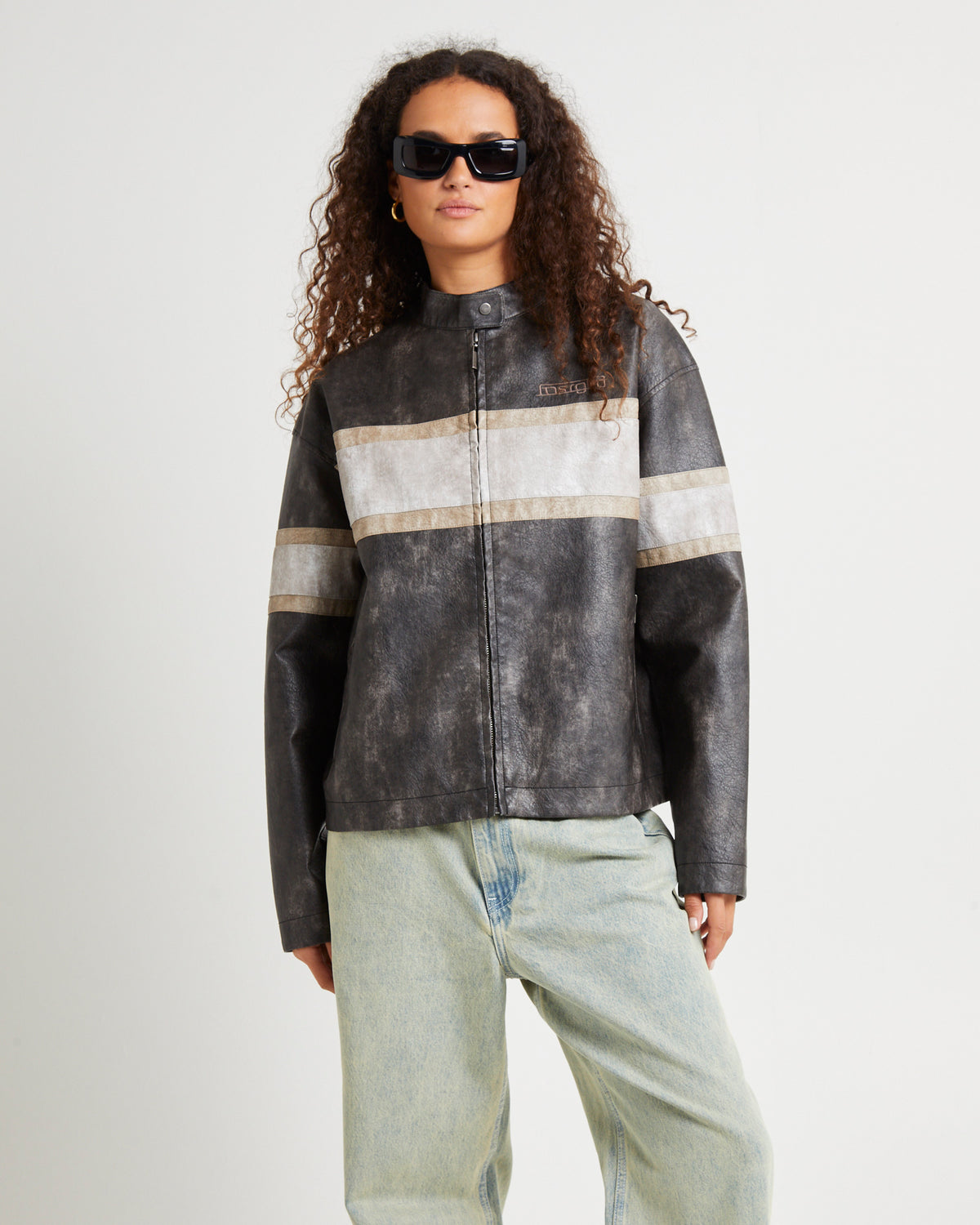 Harvey Distressed Biker Jacket BLACK