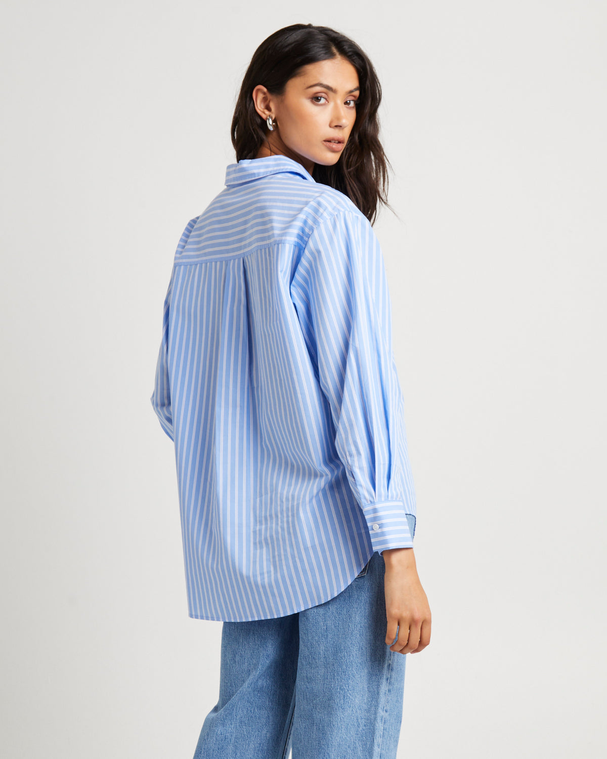 Poppy Poplin Long Sleeve Shirt BLUE STRIPE