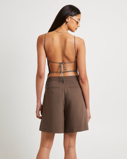 Kaia Backless Tunic Top in Black CHECK