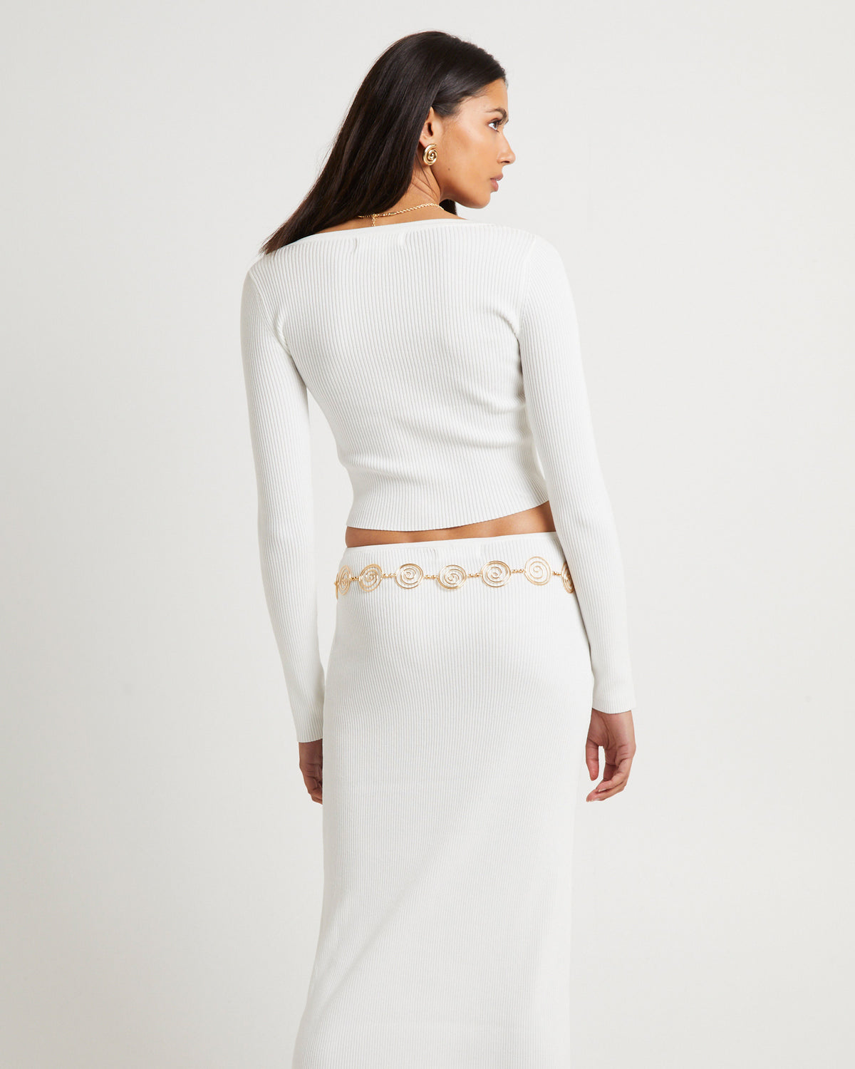 Kelse Knitted Long Sleeve Button Top OFF WHITE