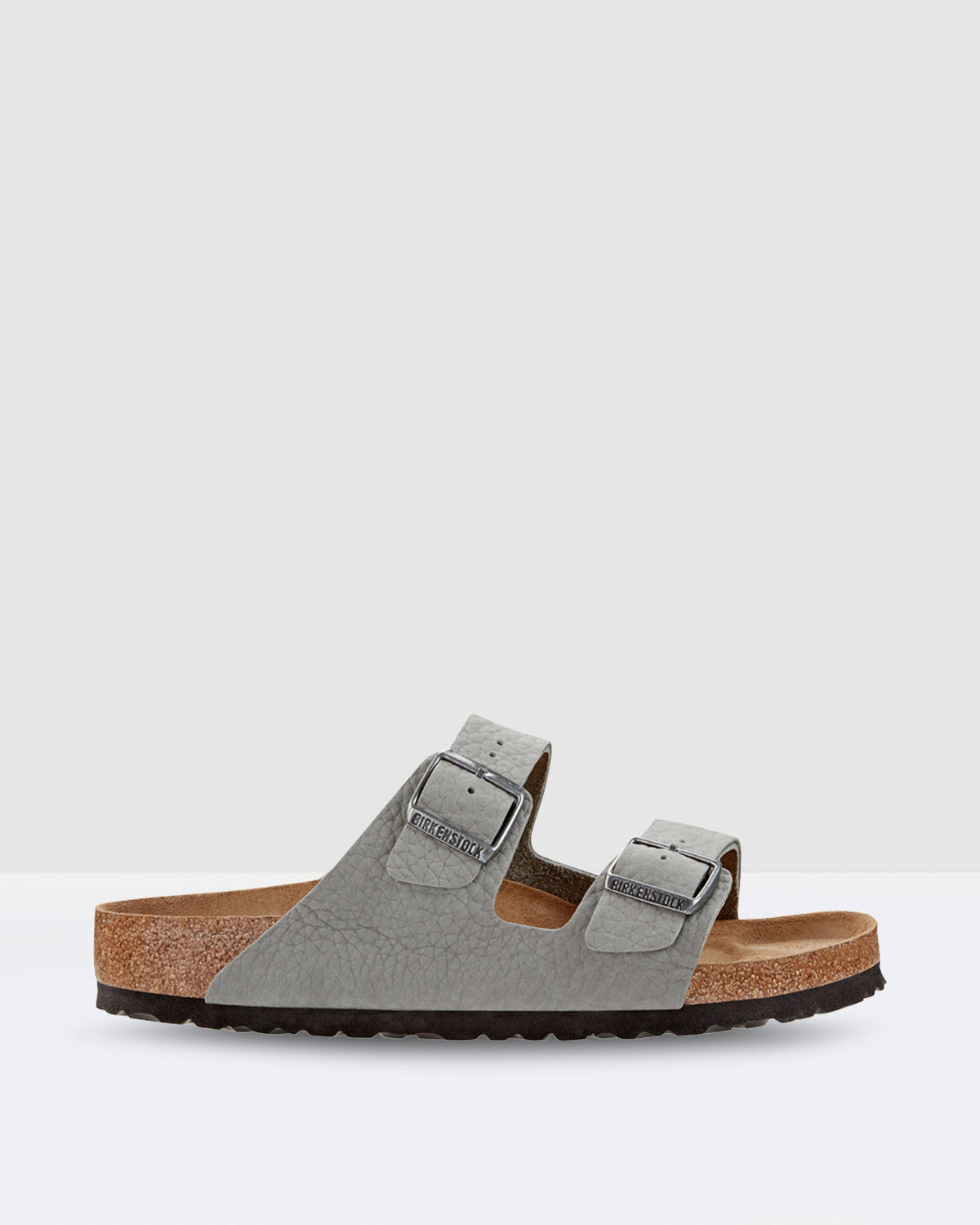 Arizona Soft Footbed Nubuck Leather Sandals Whale Grey