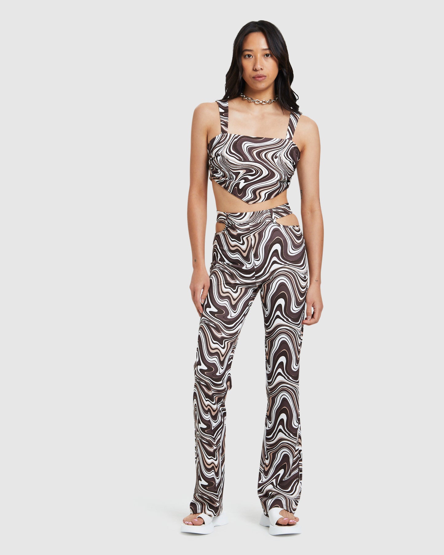 Tammy Swirl Prt Tie Back Bodice