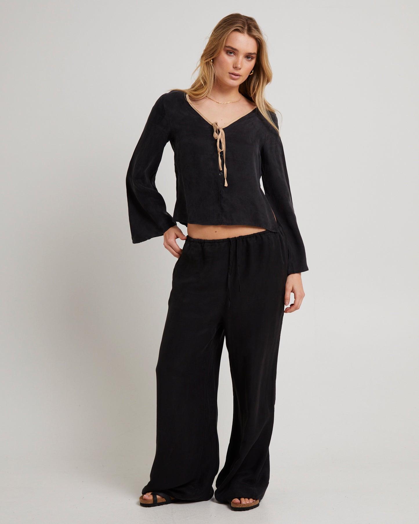 Contrast Tie Top