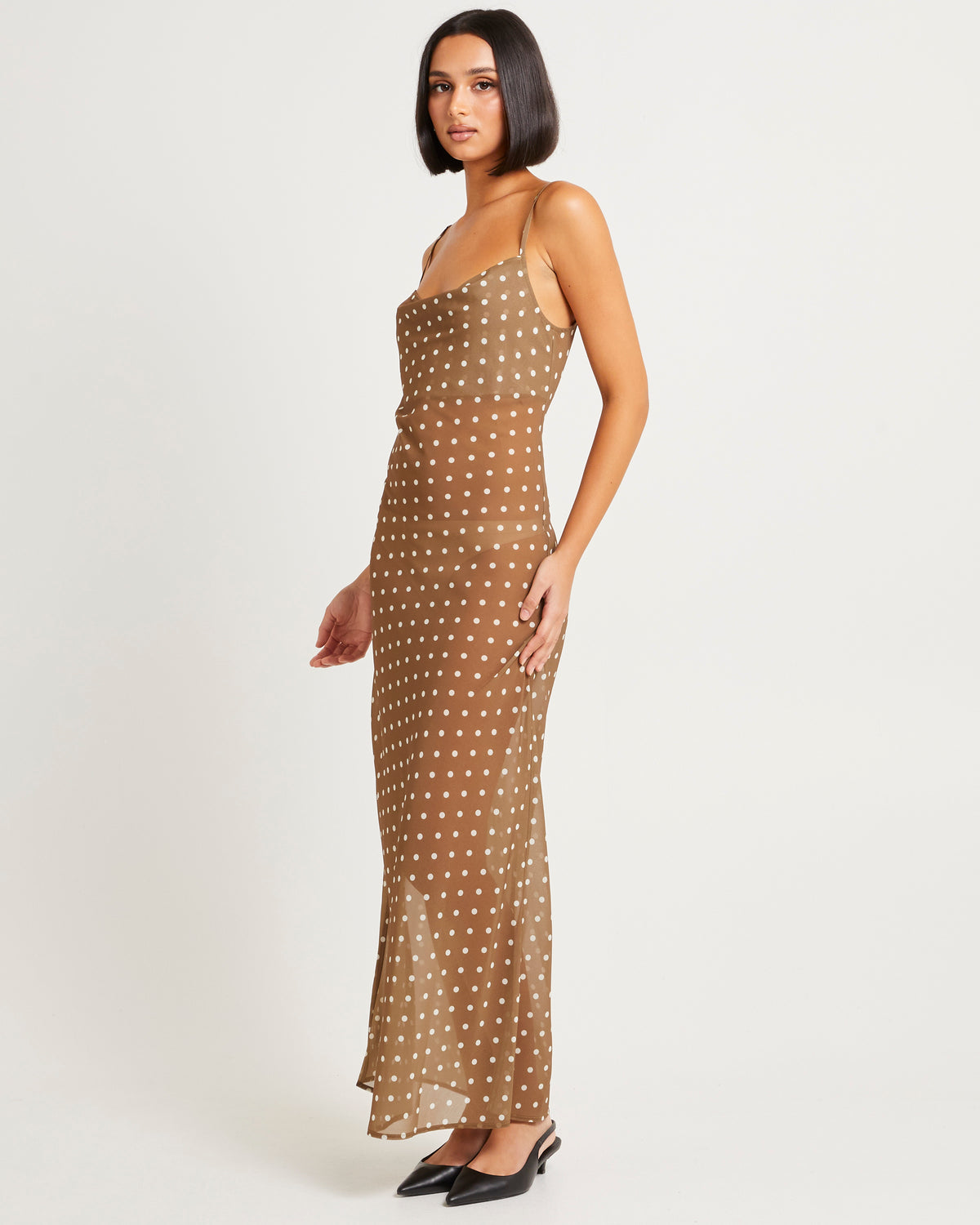 Paris Polka Dot Sheer Maxi Dress