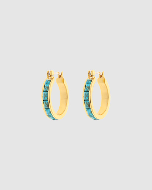 Turquoise Tile Hoop GOLD