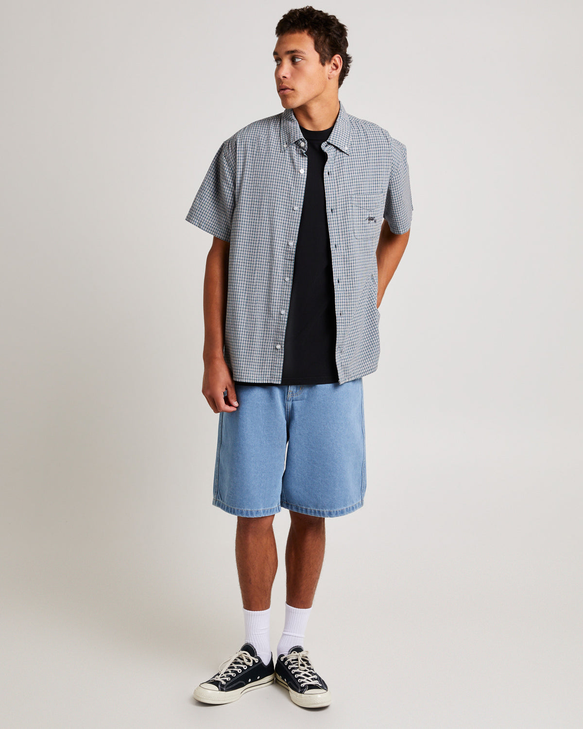 Oxford Classic Short Sleeves Shirt POOL BLUE CHECK