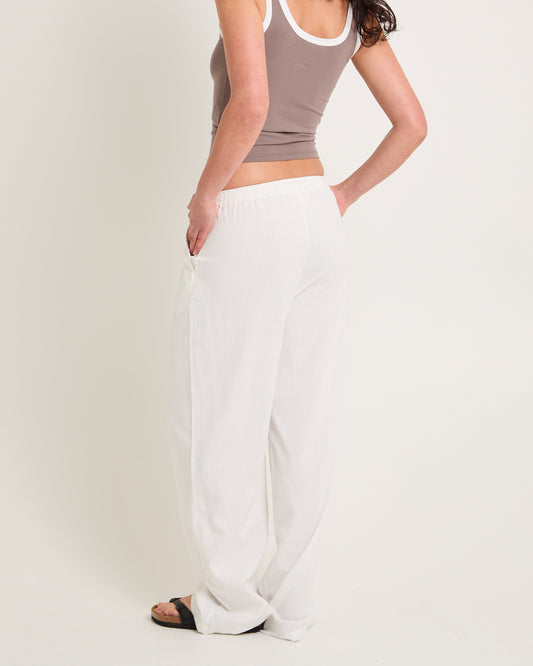 Kai Linen Draw Pant WHITE