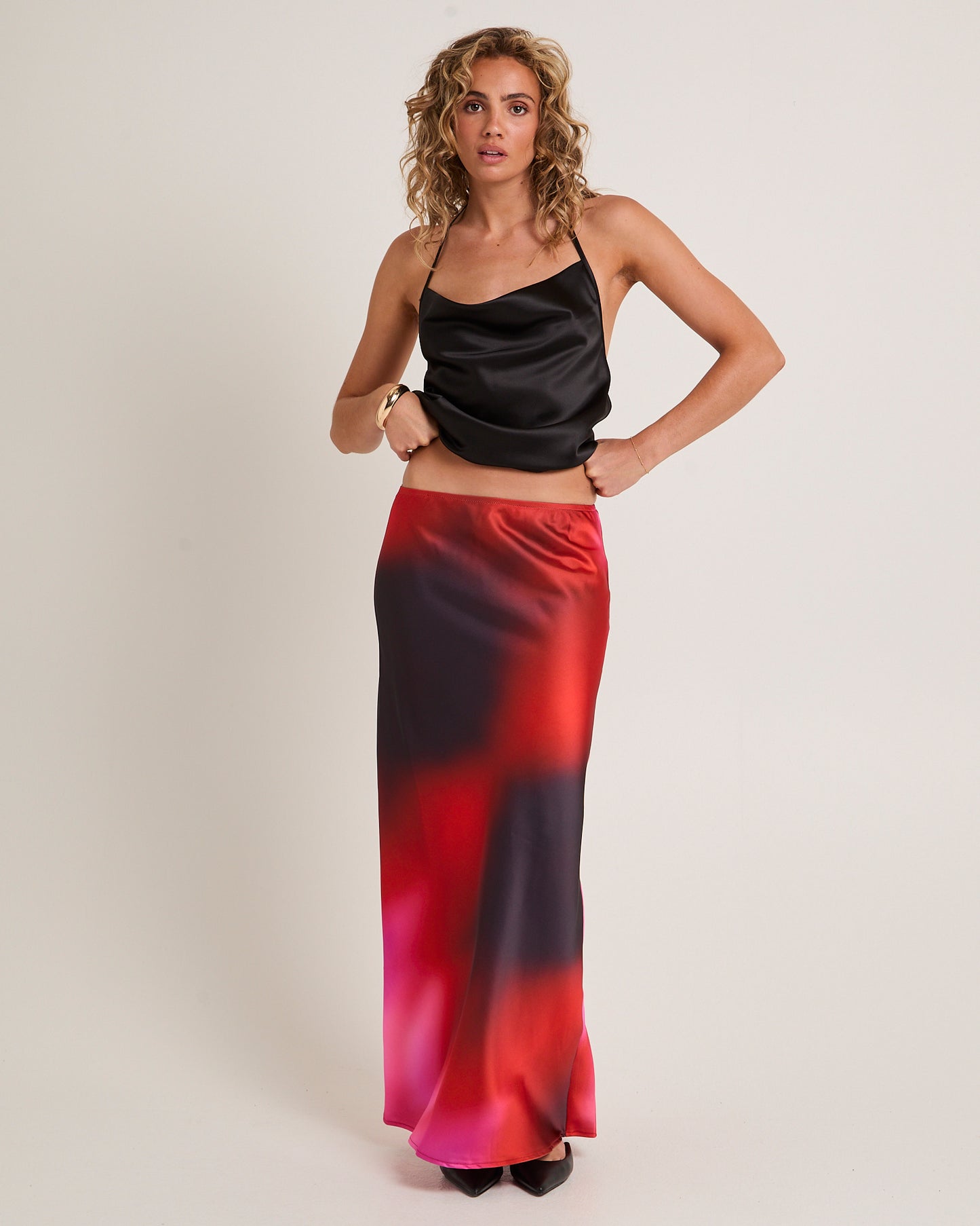 Vila Ombre Slip Maxi Skirt