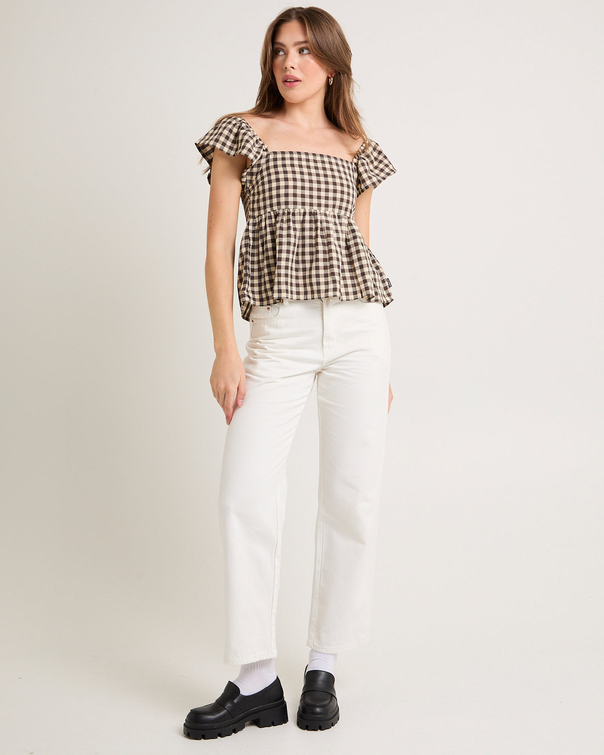 Gambet Check Top BLACK/SAND