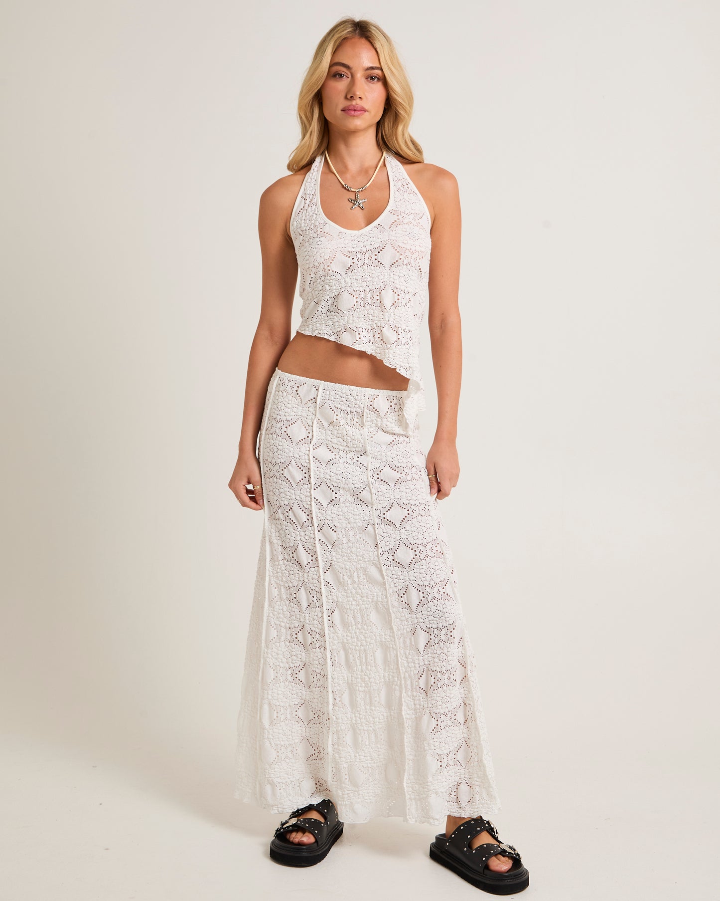 Amore Asymmetrical Textured Maxi Skirt