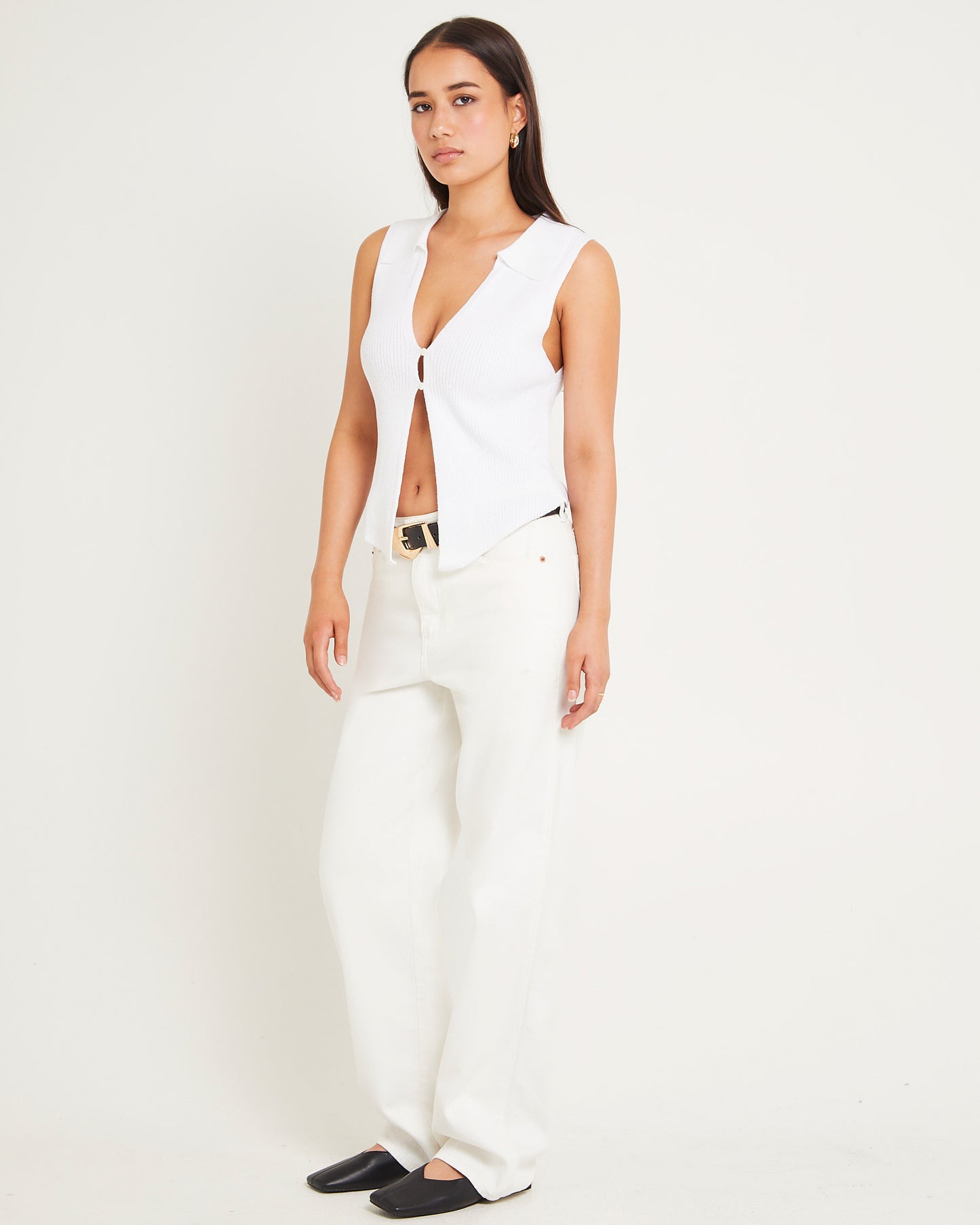 Meryl Ribbed Collar Knit Top