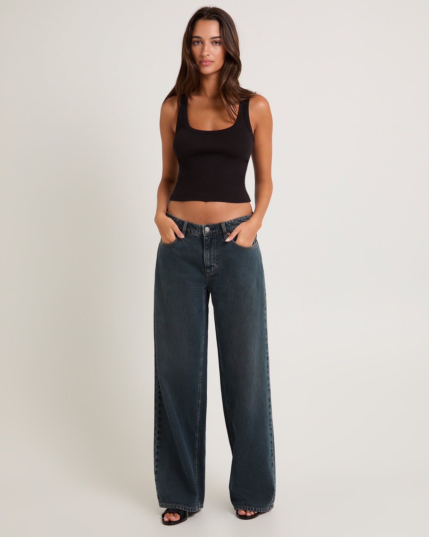 Low Slouched Denim Jeans Smoked Tea