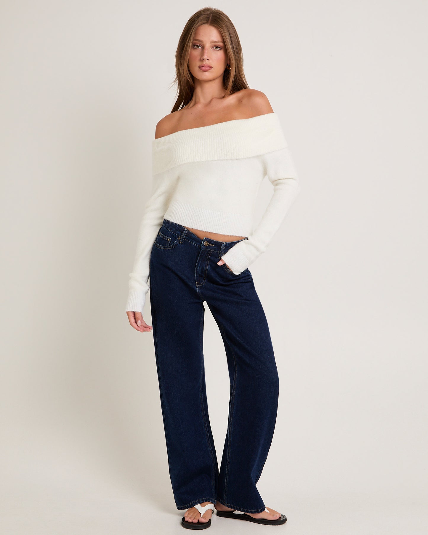 Milly Off Shoulder Knit Sweater