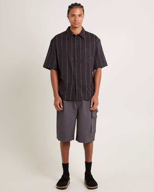 A Stripe Recycled Short Sleeve Shirt Black