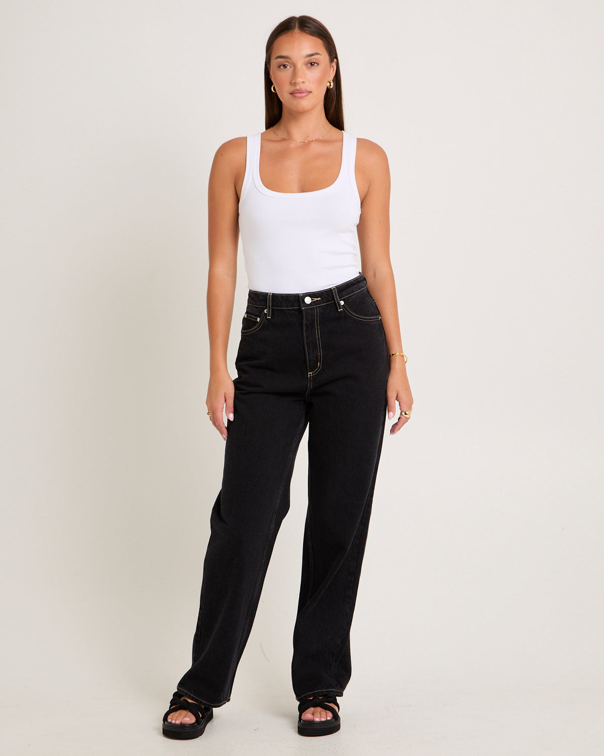 High Baggy Denim Jeans THROWBACK BLACK