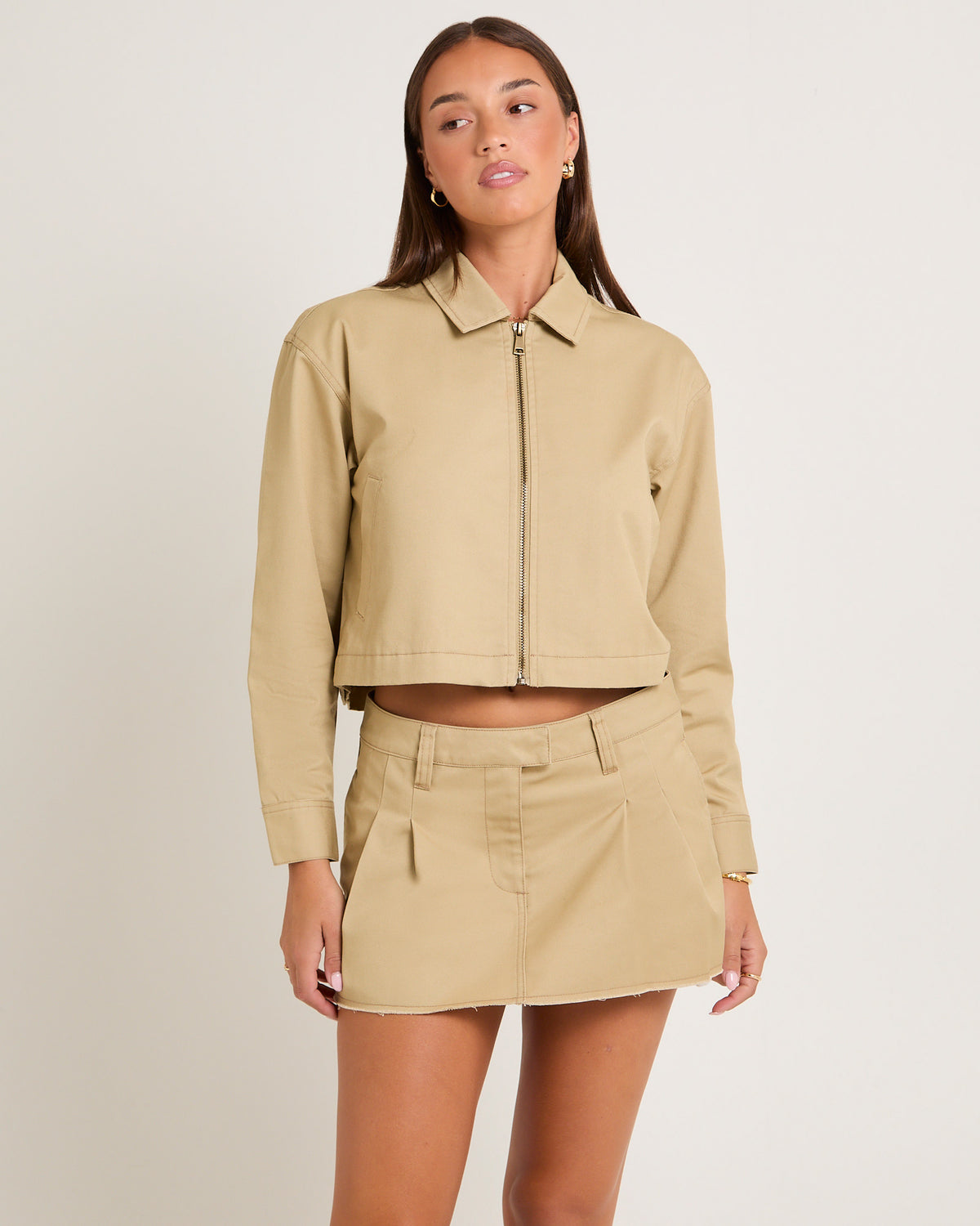 Margot Crop Twill Jacket BONE