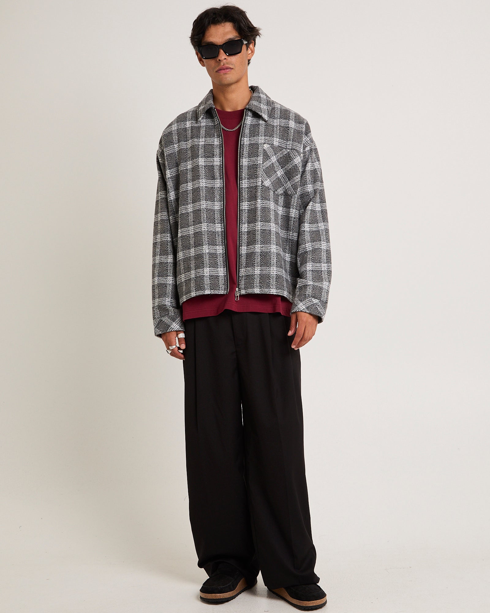 ジャケット・アウター 50s 60s Check pattern full zip jacket Vintage 50s/60s Buffalo Plaid Wool Jacket, Red & Black Checkered