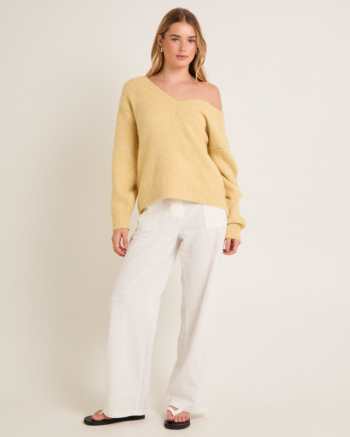 Capri V Neck Knit Jumper LEMON