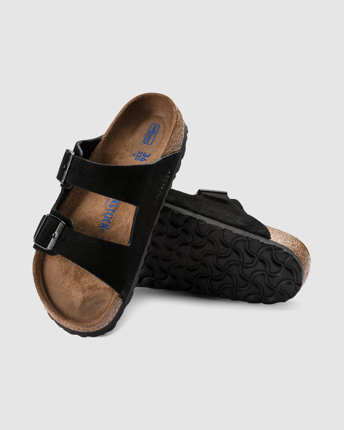 Arizona Soft Foot Bed Suede Leather Sandal BLACK