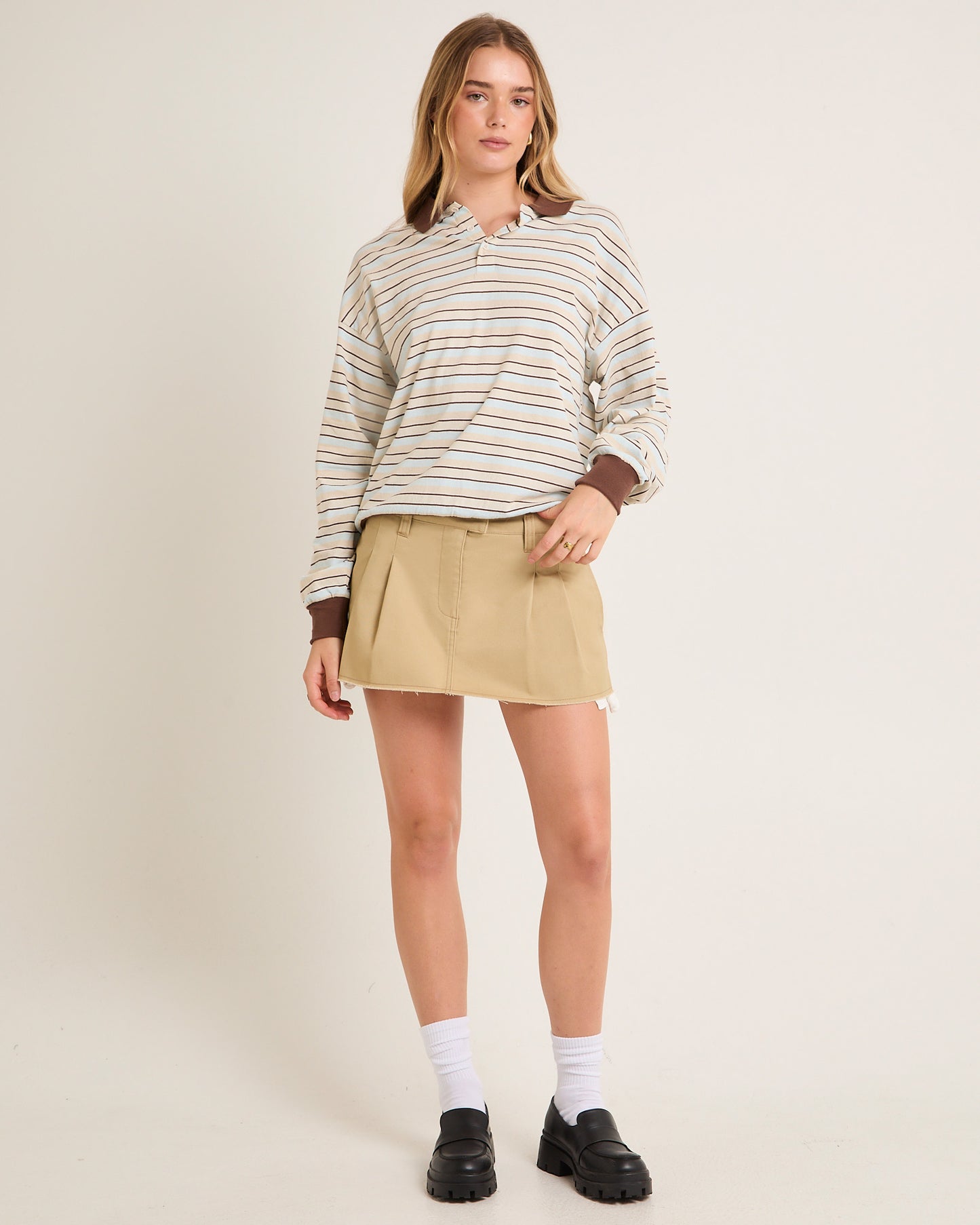 Jase Stripe Long Sleeve Polo Shirt