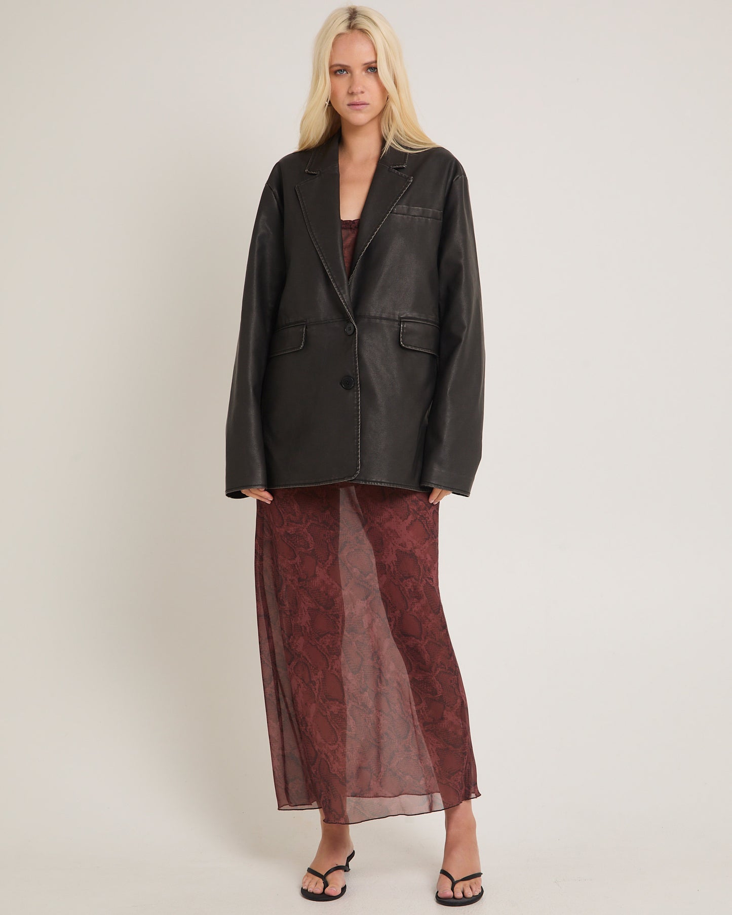 Esme Boxy Leather Look Blazer