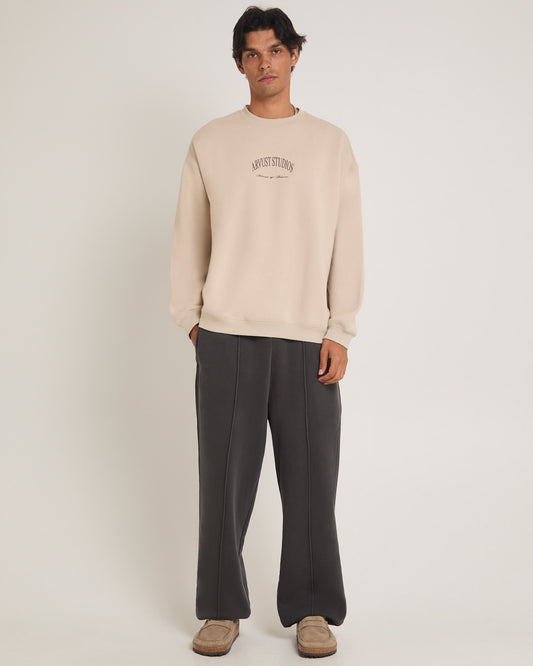 Script Straight Leg Track Pants WASHED BLACK
