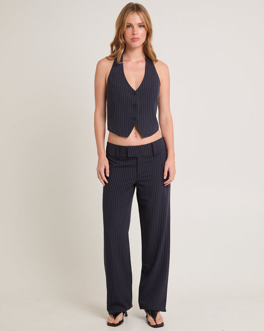 Jaylee Low Rise Pants NAVY PINSTRIPE