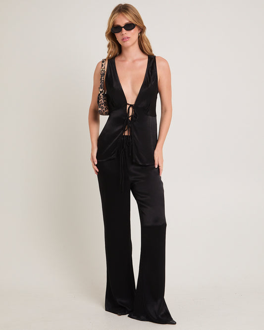 Meredith Tie Top BLACK