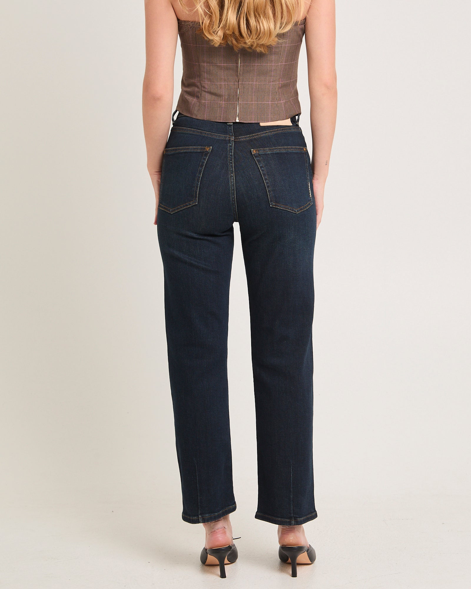 Mud Pie Women's Nico Release Hem Jeans - High Waist, Straight Leg, Stretch Denim, Frayed Hem Detail
