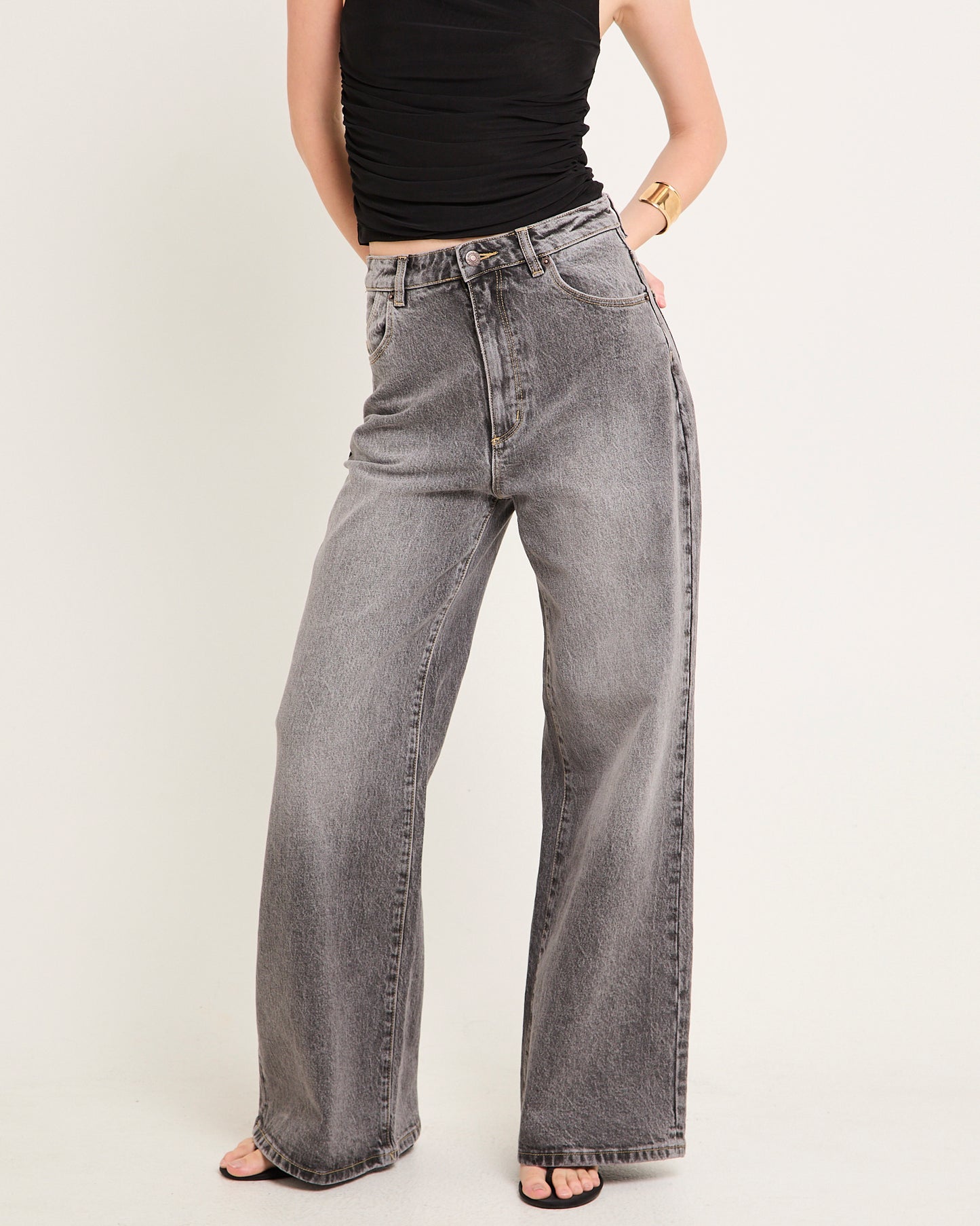 Studio Flare Denim Jeans Black Stone