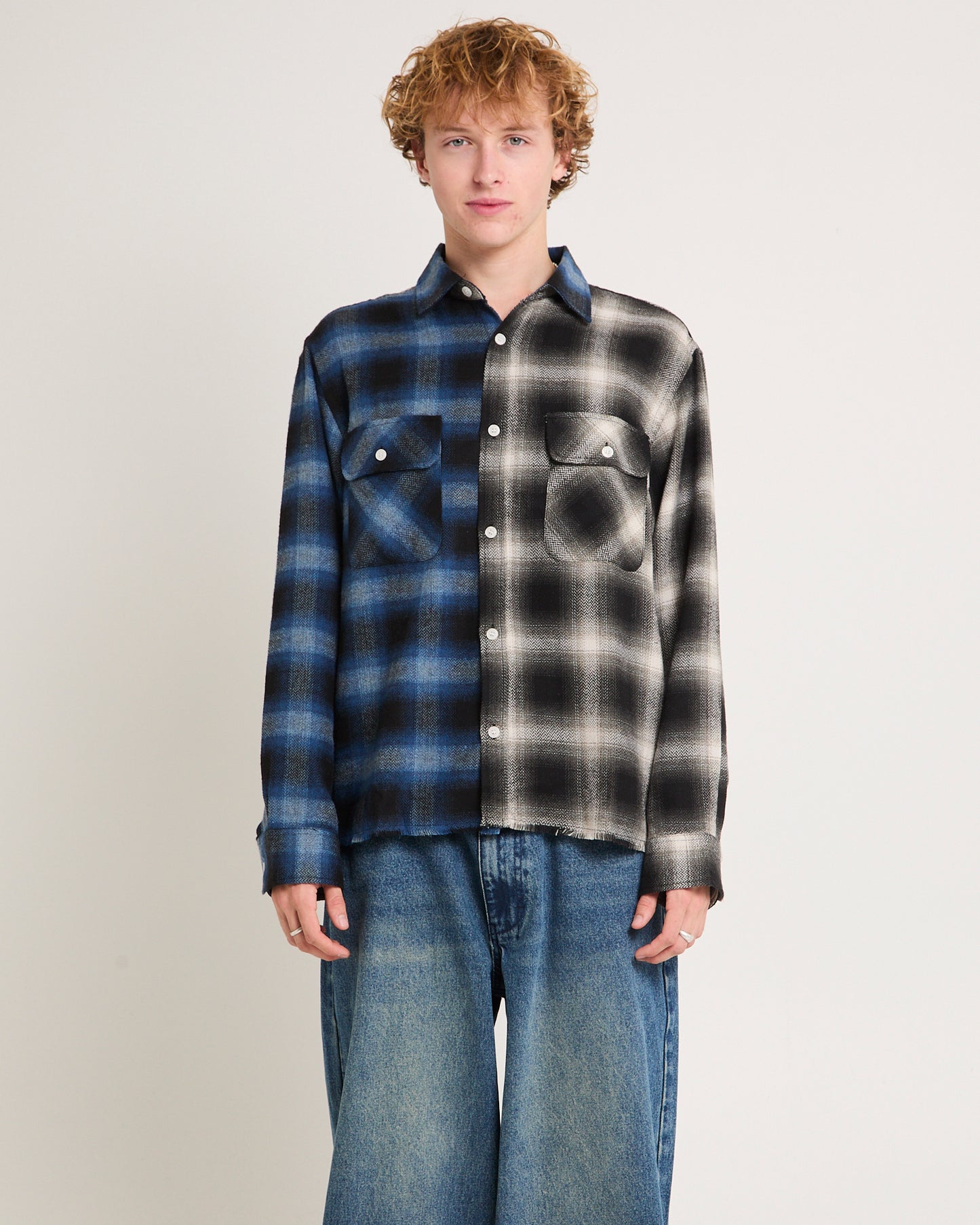 Split Flannel Long Sleeve Shirt