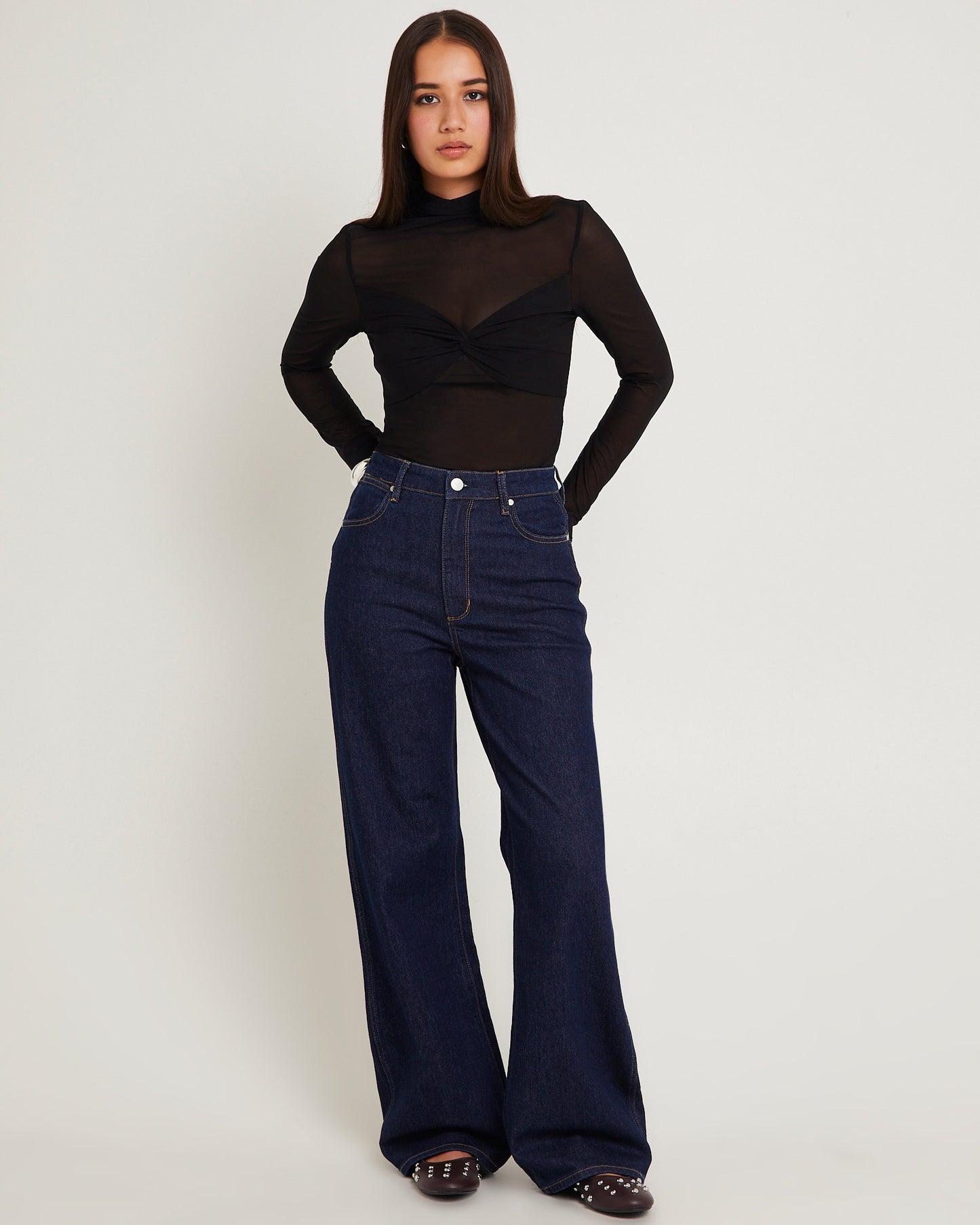 Hi Bells Flared Denim Jeans Highway Black