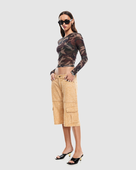The Boulevard Mesh Top CAMO