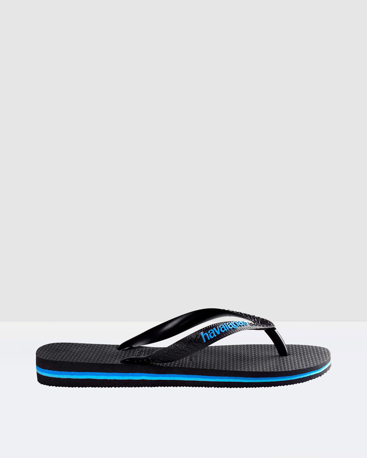 Rubber Logo Thongs Black/Blue BLACK BLUE