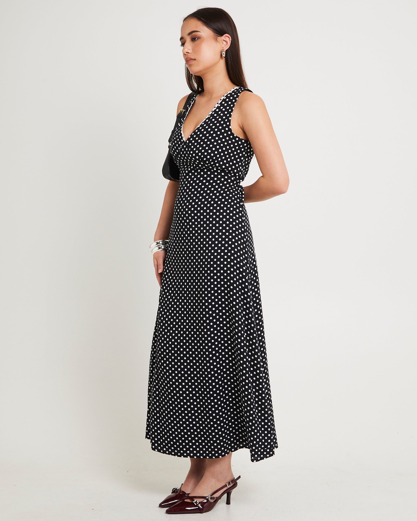 Polkadot V Neck Maxi Dress – General Pants Co.