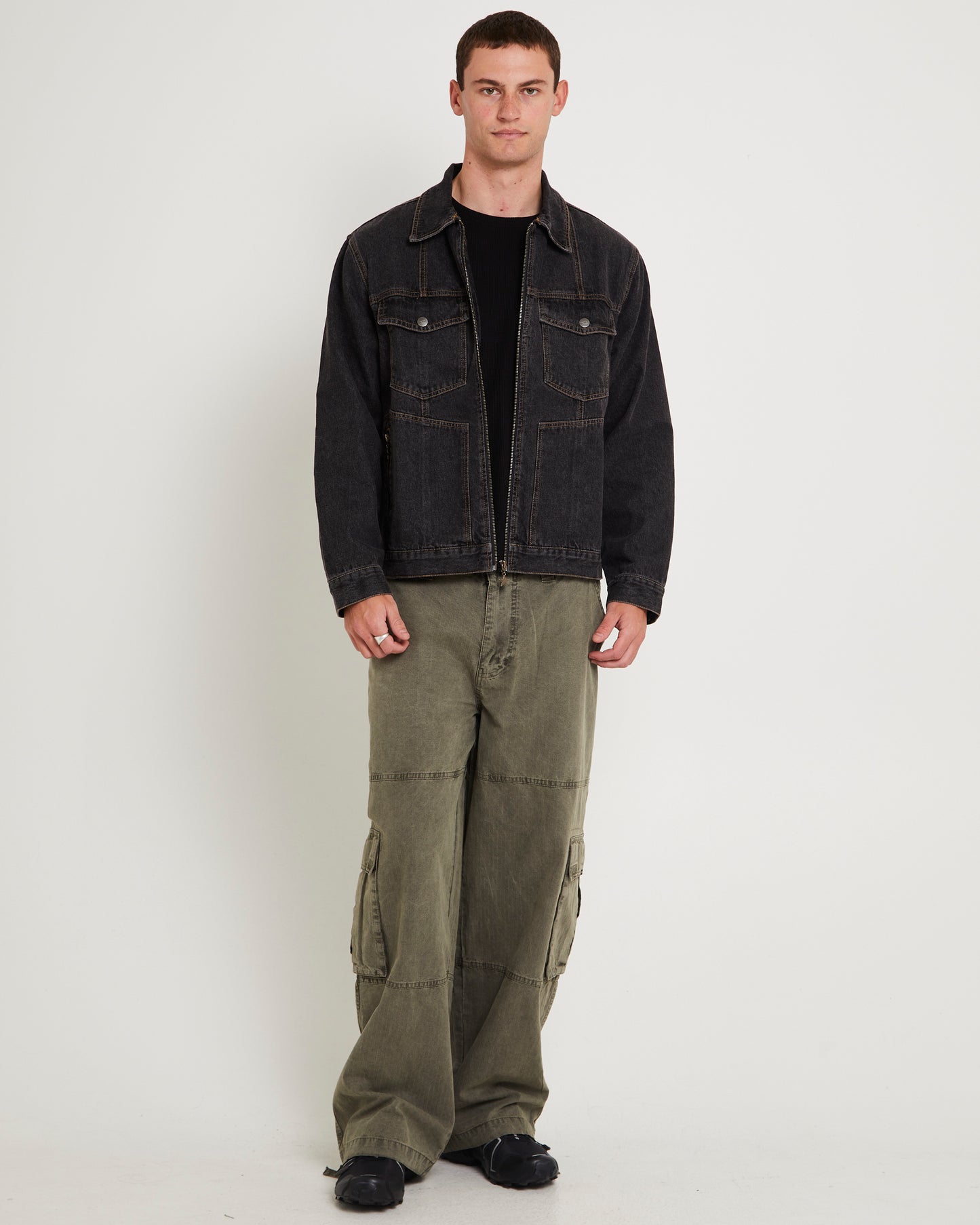 Halls Cropped Harrington Denim Jacket